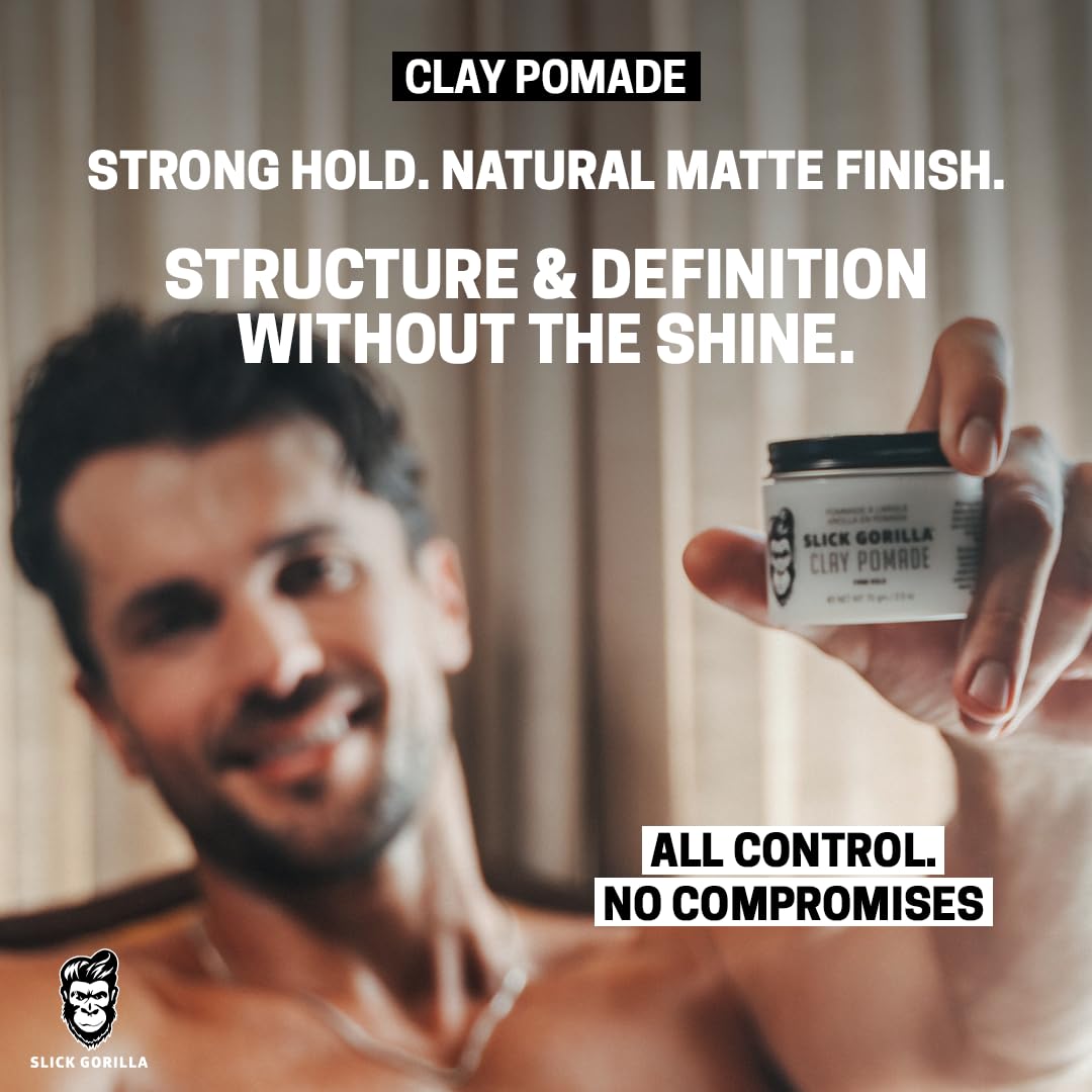 Slick Gorilla Clay Pomade for Men - Firm Hold Hair Clay with Natural Matte Finish | 2.5 oz (75 ml)
