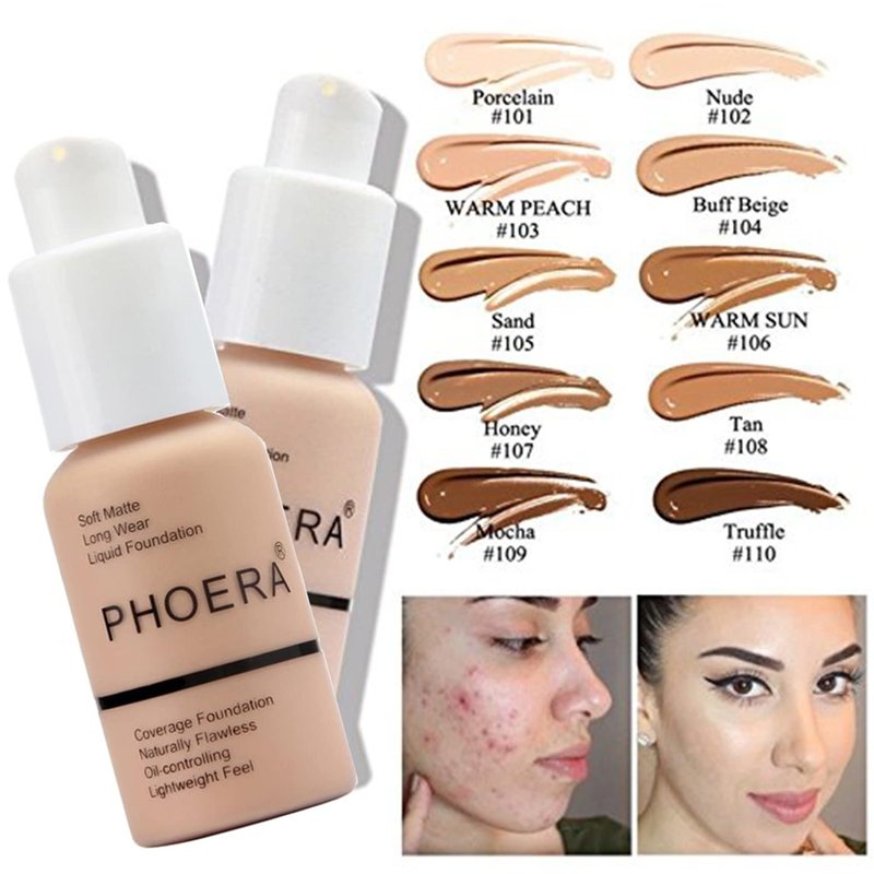 PHOERA Foundation Full Coverage,and 2024 New PHOERA Foundation Makeup for Mature Skin, Wrinkles Matte Natural Finish for a Flawless Complexion with Medium Coverage (102+N02/Nude+Nude)