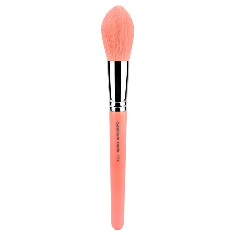 Bdellium Tools Professional Makeup Brush - Pink Bambu Series 974 Tapered Powder - With Soft Synthetic Fibers, For Sculpt & Shape (Pink, 1pc)