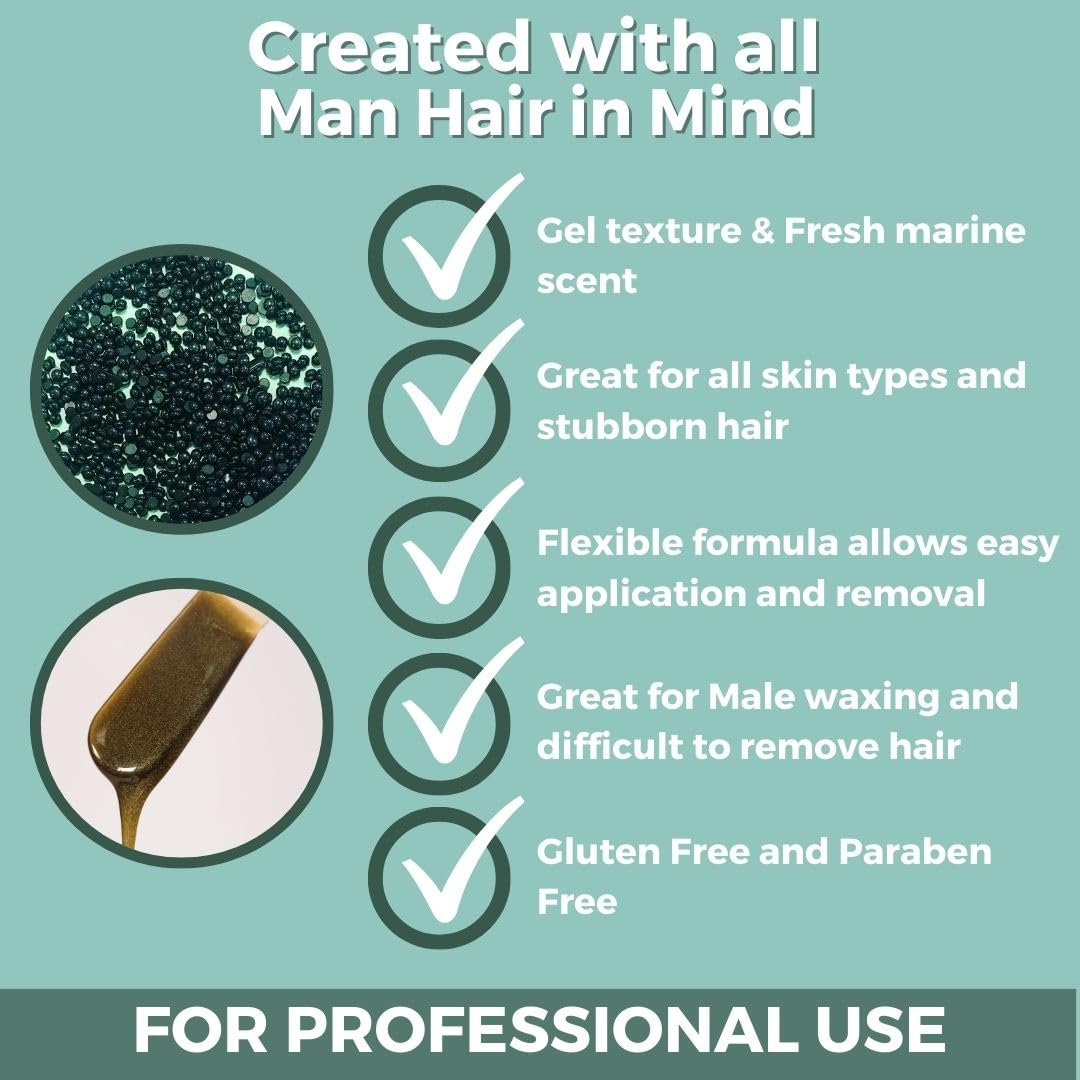 Cirepil - Homme - 800g / 28.22 oz Hard Wax Beads Bag - Strong Grip for Men’s Coarse Hair - Effective Manscaping for Back, Chest & Shoulders - Fresh Marine Scent - Low Temp Refill Bag