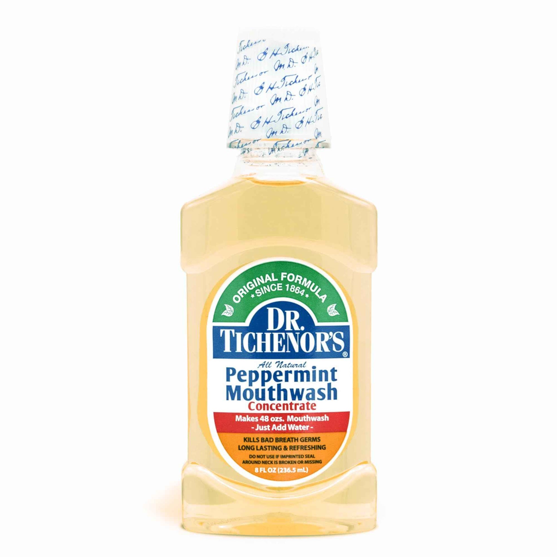 Dr. Tichenor's Peppermint Mouthwash Concentrate - Oral Rinse for Bad Breath and Oral Health with a Minty Punch for Soothing Relief of Minor Sore Throat Irritation - 8 Ounce (Pack of 3)