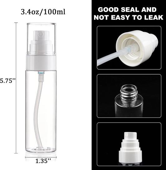 Fine Mist Spray Bottle Plastic Spray Bottles 3.4oz/100ml 2Pack Makeup Setting Spray Bottle TSA Approved Empty Cosmetic Refillable Travel Bottle Containers Sprayer for Water,Perfume,Essential