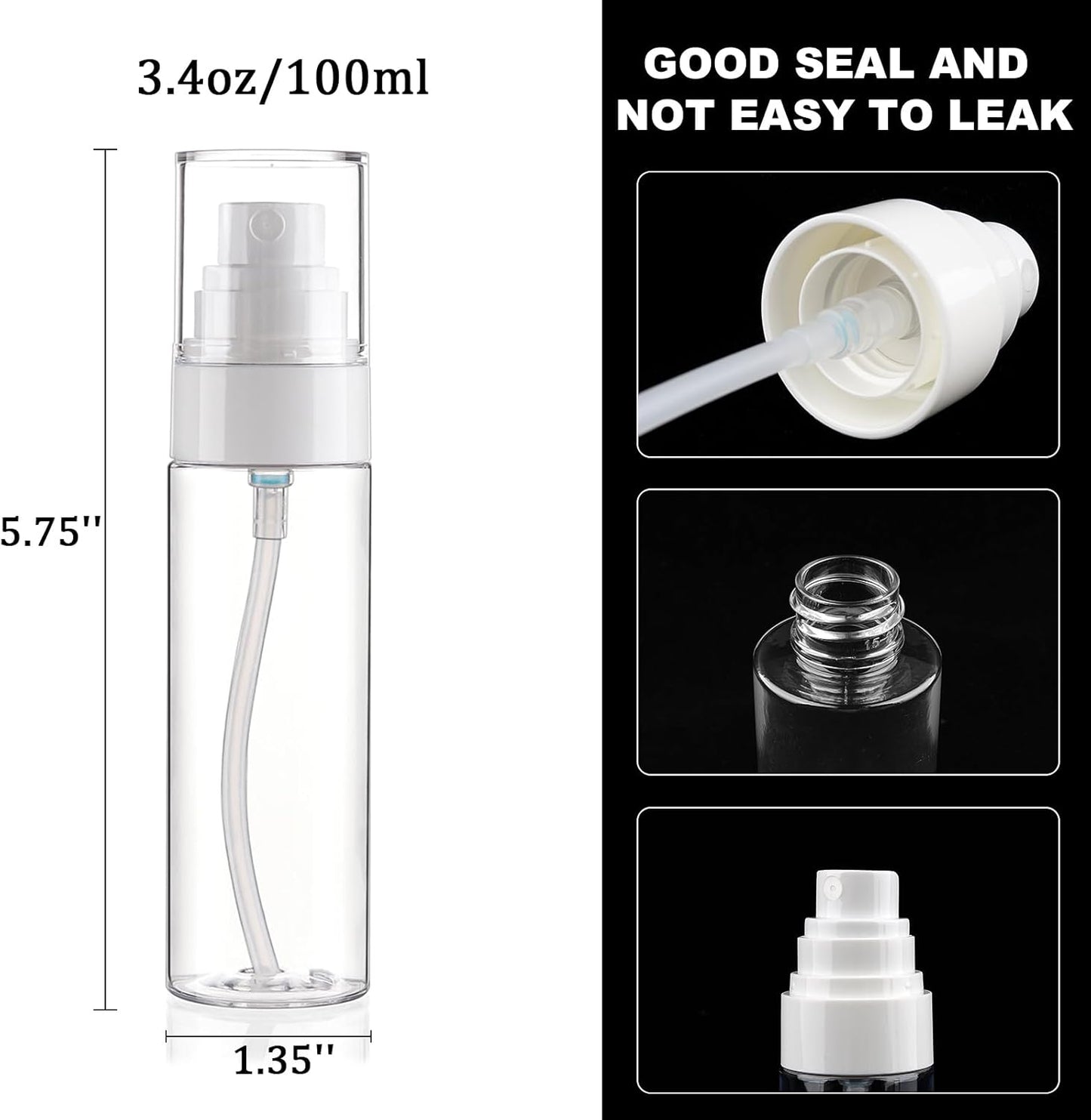 Fine Mist Spray Bottle Plastic Spray Bottles 3.4oz/100ml 2Pack Makeup Setting Spray Bottle TSA Approved Empty Cosmetic Refillable Travel Bottle Containers Sprayer for Water,Perfume,Essential