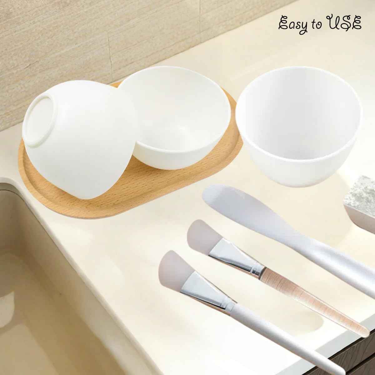 PLINNILUY 10 Pcs Diy Face Mask Mixing Bowl, Home Use Silicone Facial Mask Mixing Bowls Set Plastic Facial Mask Mixing Masks Set- DIY Skincare Mixing Tool Kit (White-10Pcs)