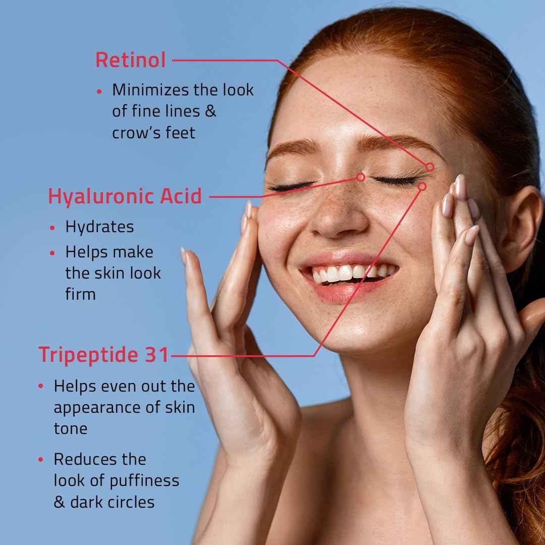 YEOUTH Retinol Eye Cream Anti Aging, Firming Under Eye Cream for Puffiness and Bags Under Eyes for Wrinkles and Dark Circles with Hyaluronic Acid and Tripeptides 1oz