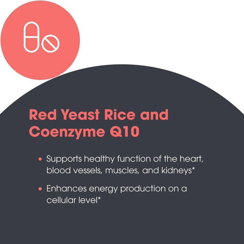 Metabolic Maintenance Red Yeast Rice with CoQ10 - Provides Energy Production + Cardiovascular Health Support - Co Enzyme Q-10 + Red Yeast Rice Antioxidant Supplement (120 Capsules)