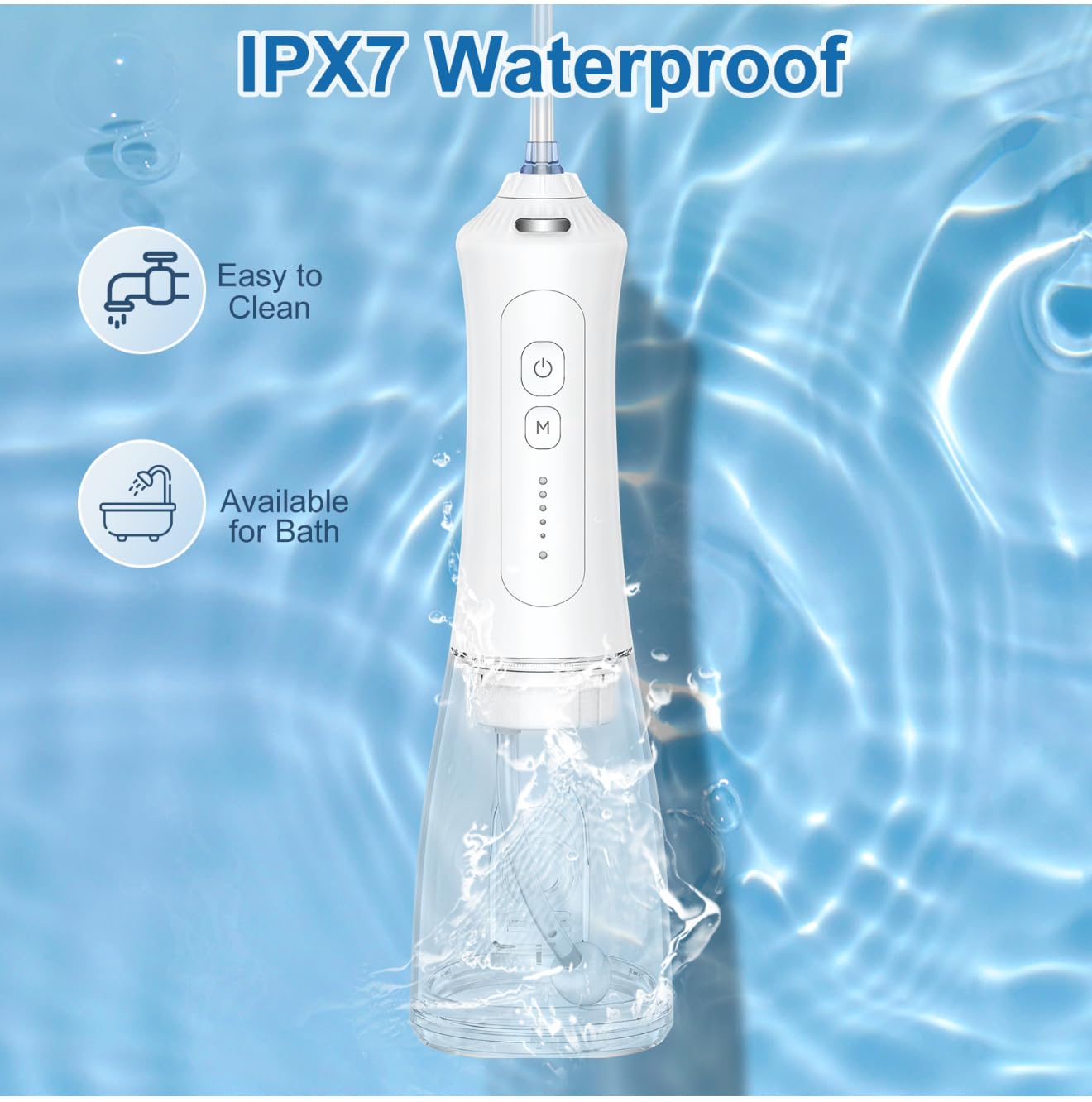Cordless Water Flosser, 5 Modes, 300ML Tank, IPX7 Waterproof