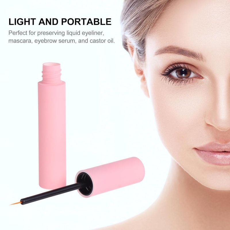 LALAFINA 30Pcs Plastic Eyeliner Tubes - 10ml Refillable Vials with Brush Applicator for DIY Eyelash Growth Oil & Eye Gloss