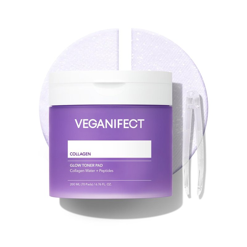 VEGANIFECT Collagen Peptide Jelly Toner Pads | Dual-Function Skincare for Wrinkle Care | Pore Tightening, Elasticity Boost, and Glow Radiance, Korean Skincare | 6.76 fl.oz.(200ml)*70Pads