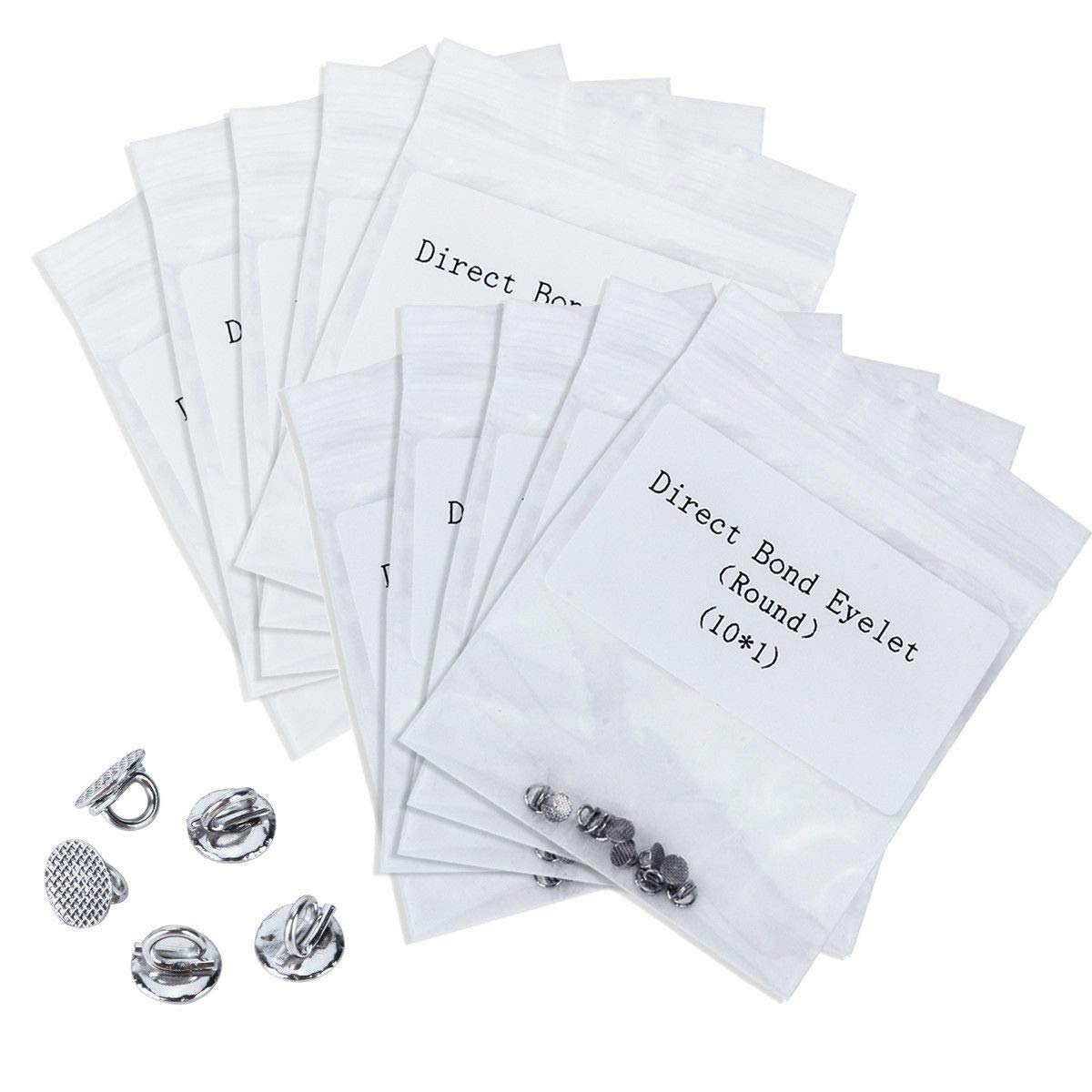 10 Packs Sino Dental Orthodontic Braces Brackets Lingual Buttons Bondable Round Base Eyelets -10pcs/pack (Bond Eyelets)