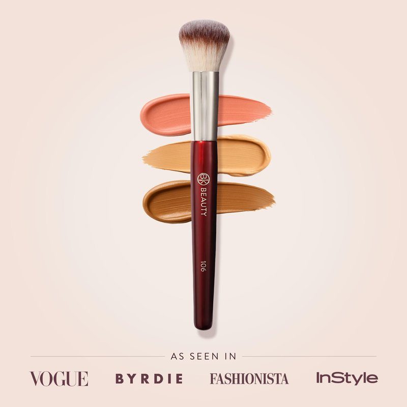 BK BEAUTY 106 ROUND FOUNDATION BRUSH – Dense Dome Shape for Liquid & Cream Foundation, Seamless Streak-Free Application, Multi-Use Face Makeup Tool