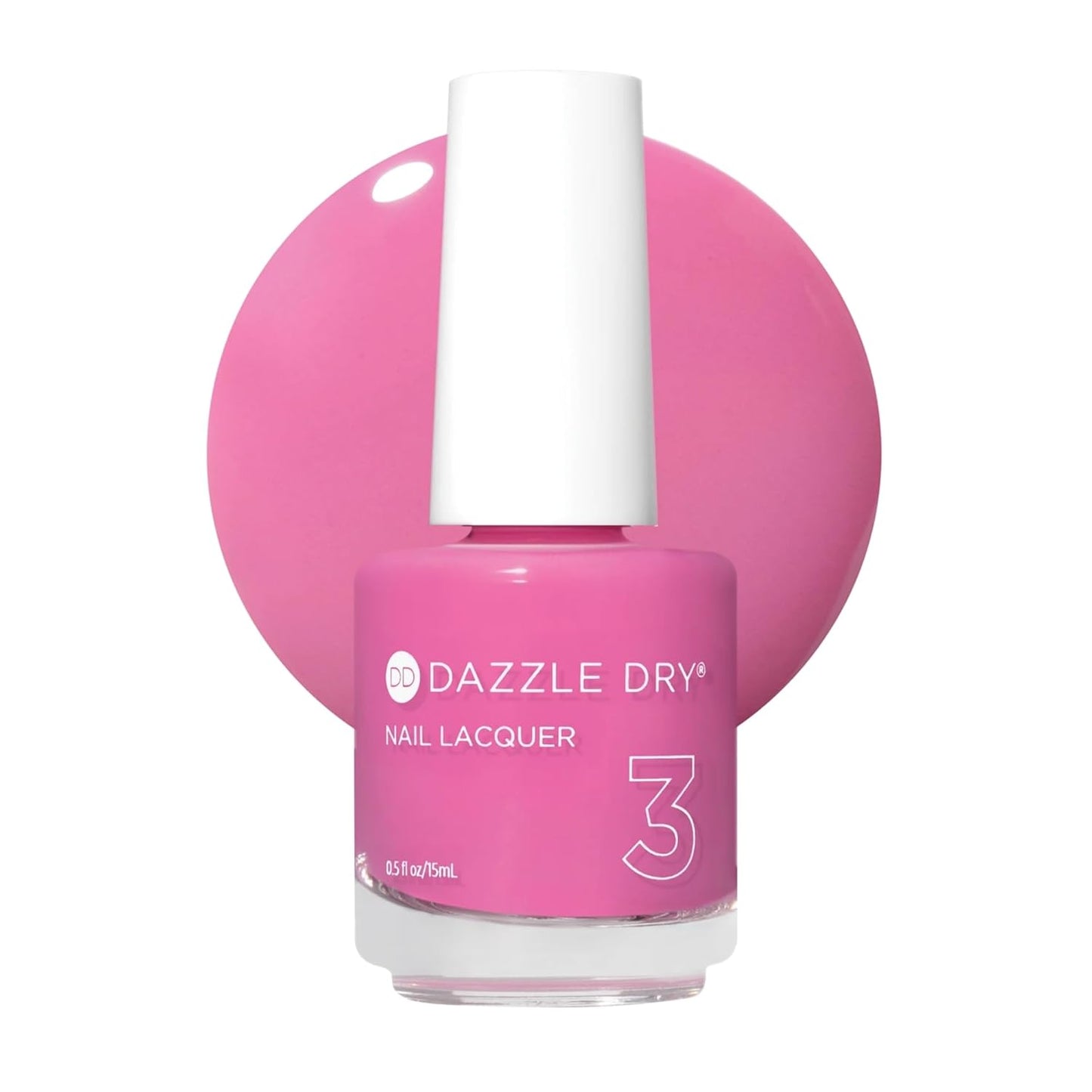 Dazzle Dry Nail Lacquer - Cherry Parfait | Bright Pink Cream Polish with Raspberry Undertones (0.5 fl oz)