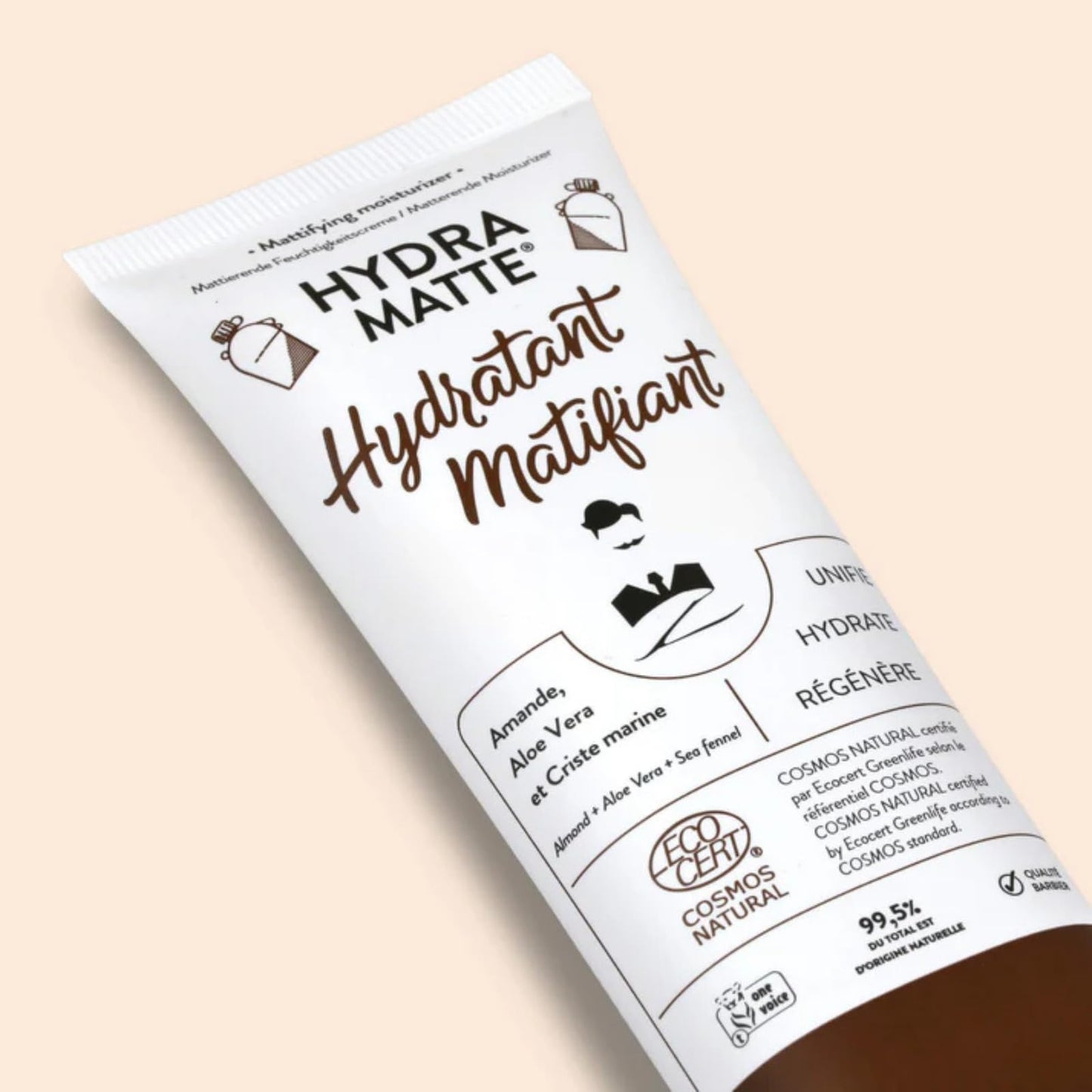 Monsieur Barbier Mattifying Moisturizer Face Cream Hydra Matte Hydrating Facial With Aloe Vera, Sweet Almond Oil, Sea Samphire Deep Hydration, Nourishes Eliminates Shine Non-greasy Made in France 75ml