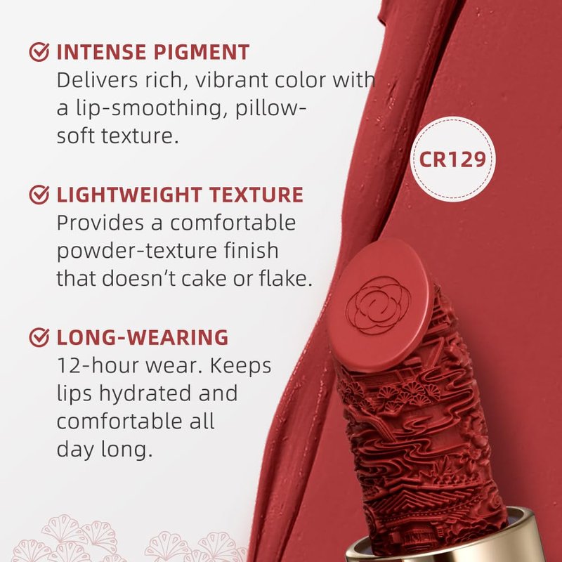 Catkin Semi-Matte Lipstick Hydrating High Impact Color Infused with Vitamin E and Avocado Oil Smooth Soft Texture Long Lasting Matte Finish 129