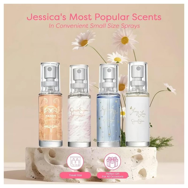Jessica Simpson 4-Piece Women's Gift Set - Mini Eau de Parfum Travel Spray | 0.5 Ounce