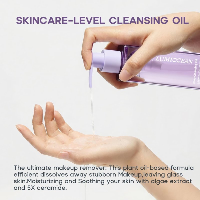 LUMIOCEAN Deep Cleansing Oil, Makeup Remover for All Skin, Facial Oil Cleanser, Makeup Blackhead Remover, Gentle and Non-irritating, 5.07oz