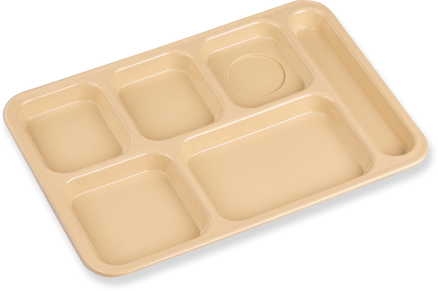 Carlisle FoodService Products Right-Hand 6-Compartment Tray, 10" x 14", Tan