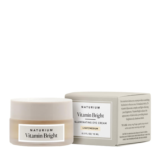 Naturium Vitamin Bright Illuminating Eye Cream, Under Eye Repair Cream for Dark Circles, with Vitamin K, Phyto-Complex, & Mineral Pigments, Light/Medium, 0.5 oz