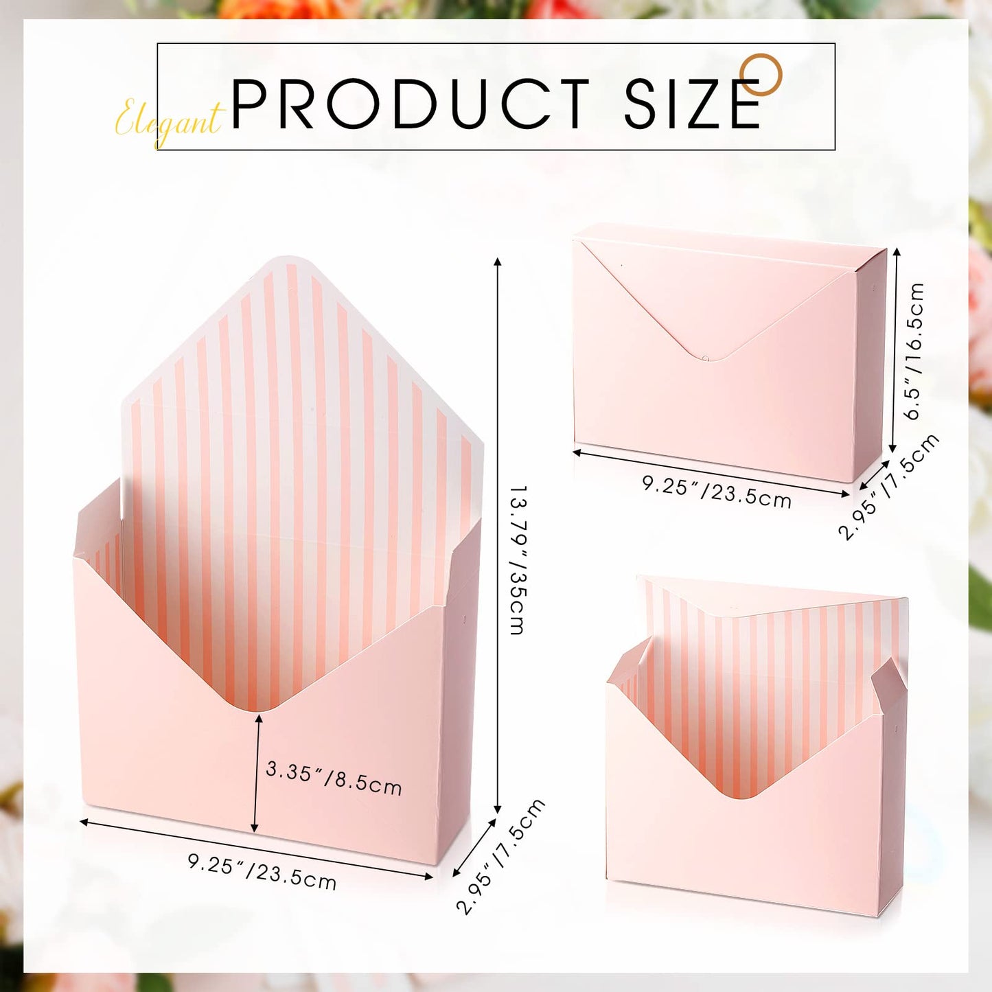 Geyee 10 Pcs Graduation Floral Bouquet Envelope Boxes Pink Flower Bouquet Packaging Gift Paper Wrapping Flower Bags for Arrangements Mother's Day Wedding Party Birthday, 9.3‘' x 3‘' x 13.8''