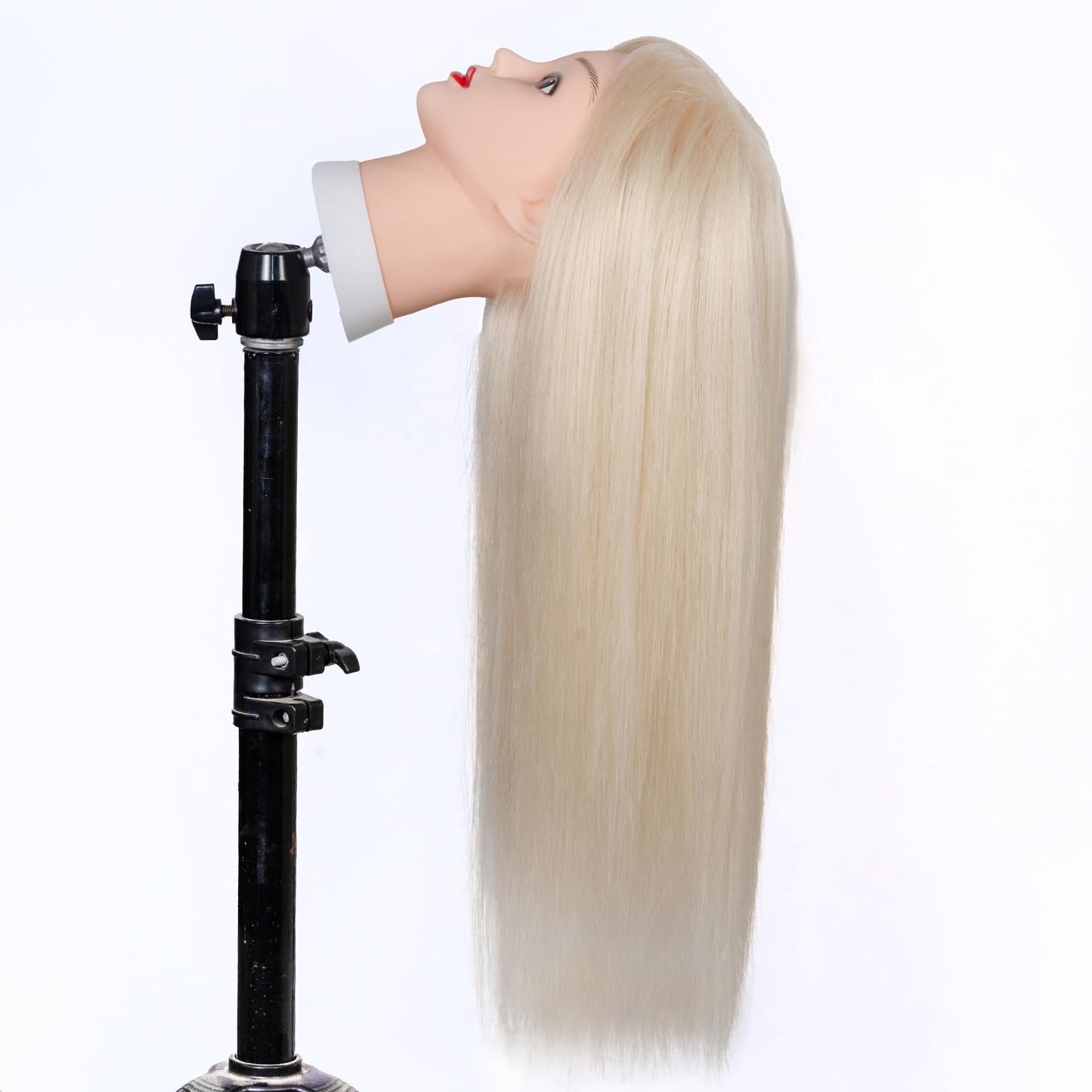 Mannequin Head Human Hair 80% Human Hair, Manikin Head with Hair 24"-26",Cosmetology Mannequin Head practice kit Doll head hair styling,for Braiding Hairdresser Practice Stylin (613#white)