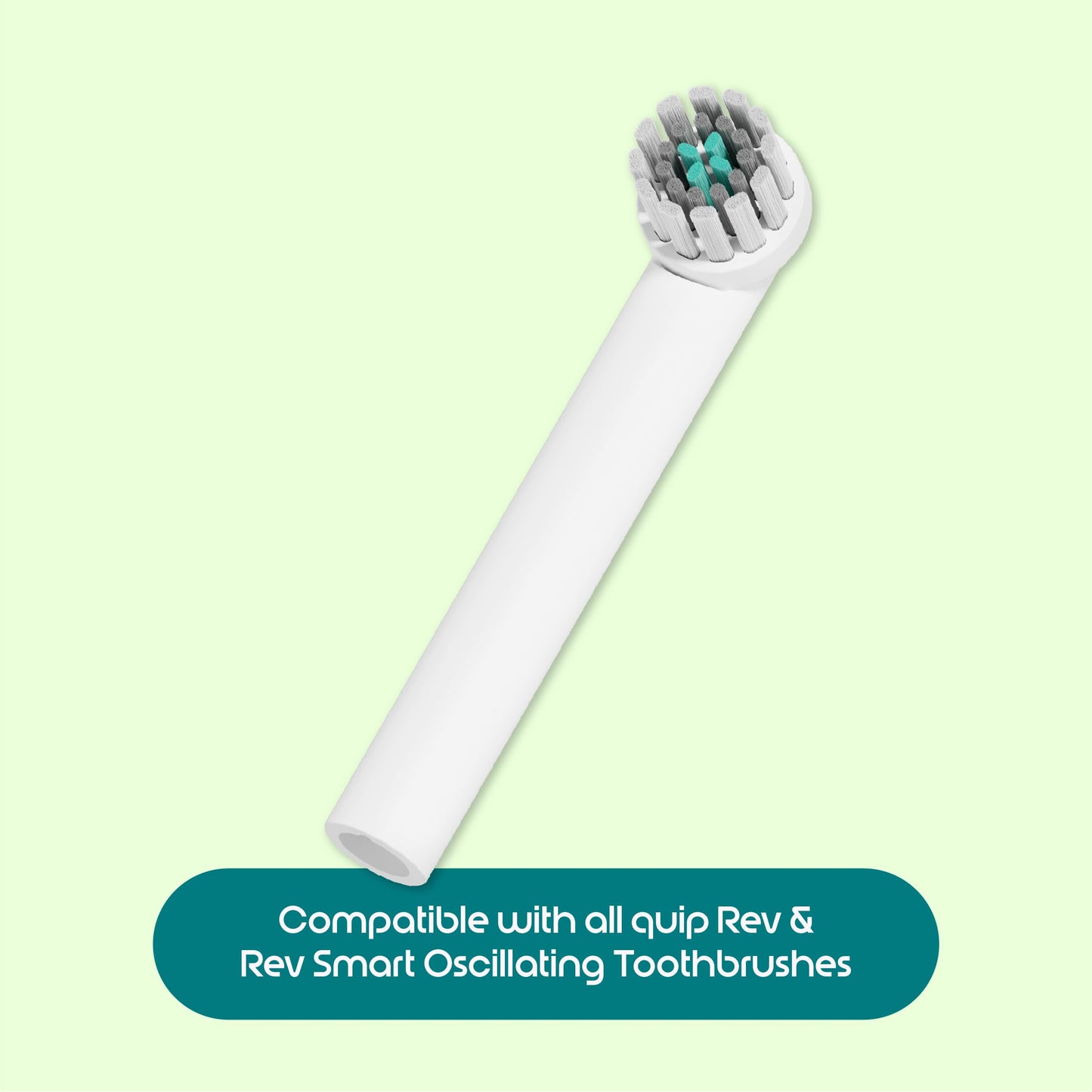 quip Rev Oscillating Electric Toothbrush Heads - 4 Pack - Verified quip Brush Head Refills for Oscillating Toothbrushes - Soft Bristles, Dual-Length, Compact - Last 3 Months Each - White