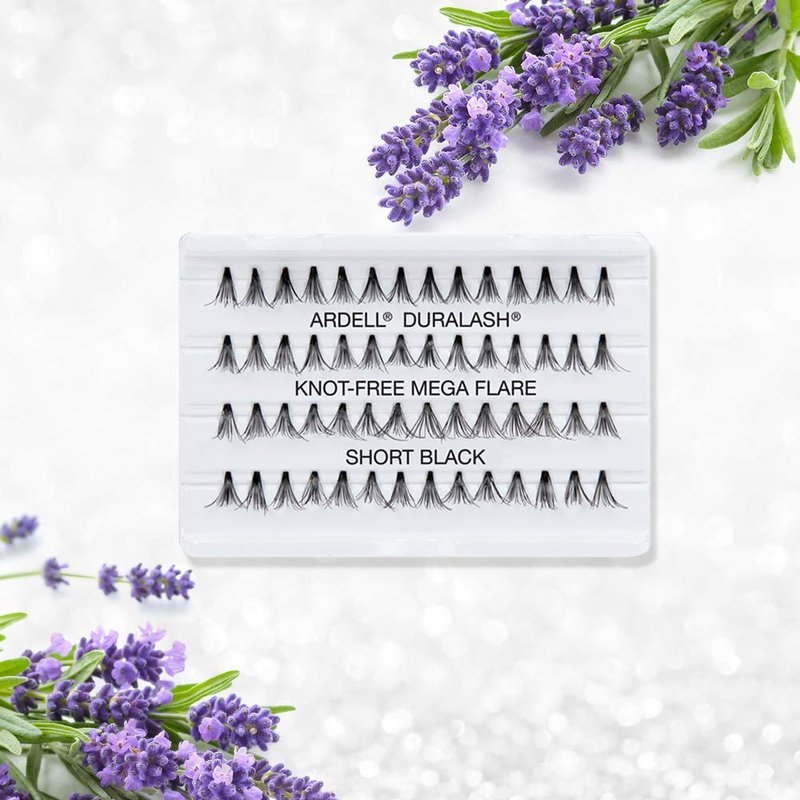Ardell Individual Lashes Mega Flare - Short Black, Natural Look False Eyelashes, DIY Lash Clusters, Eyelash Extensions, 4 Pack
