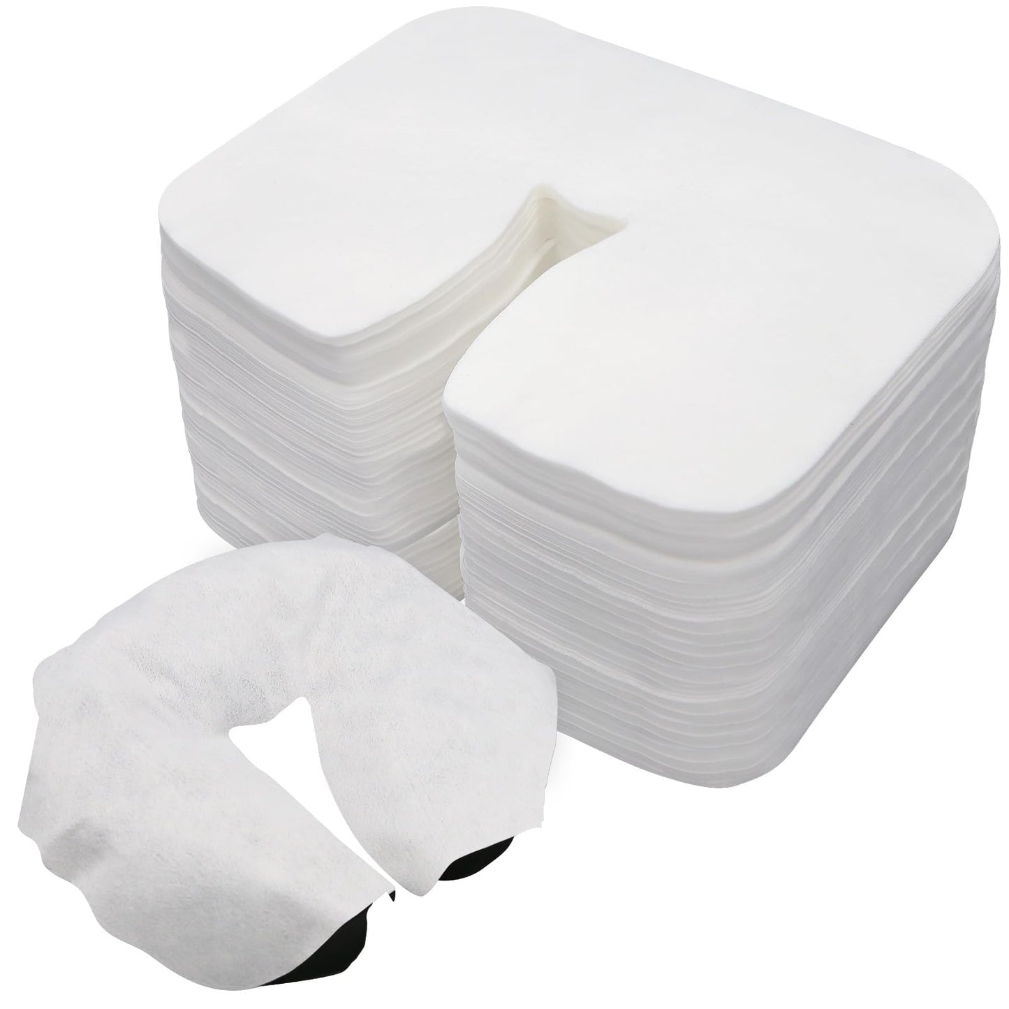 Rngwaper 300 Count Disposable Face Cradle Covers Non-Sticking Ultra Soft Medical-Grade SPA Massage Face Covers Disposable Massage Headrest Covers for Massage Tables & Massage Chairs 14.2"x 10.6"