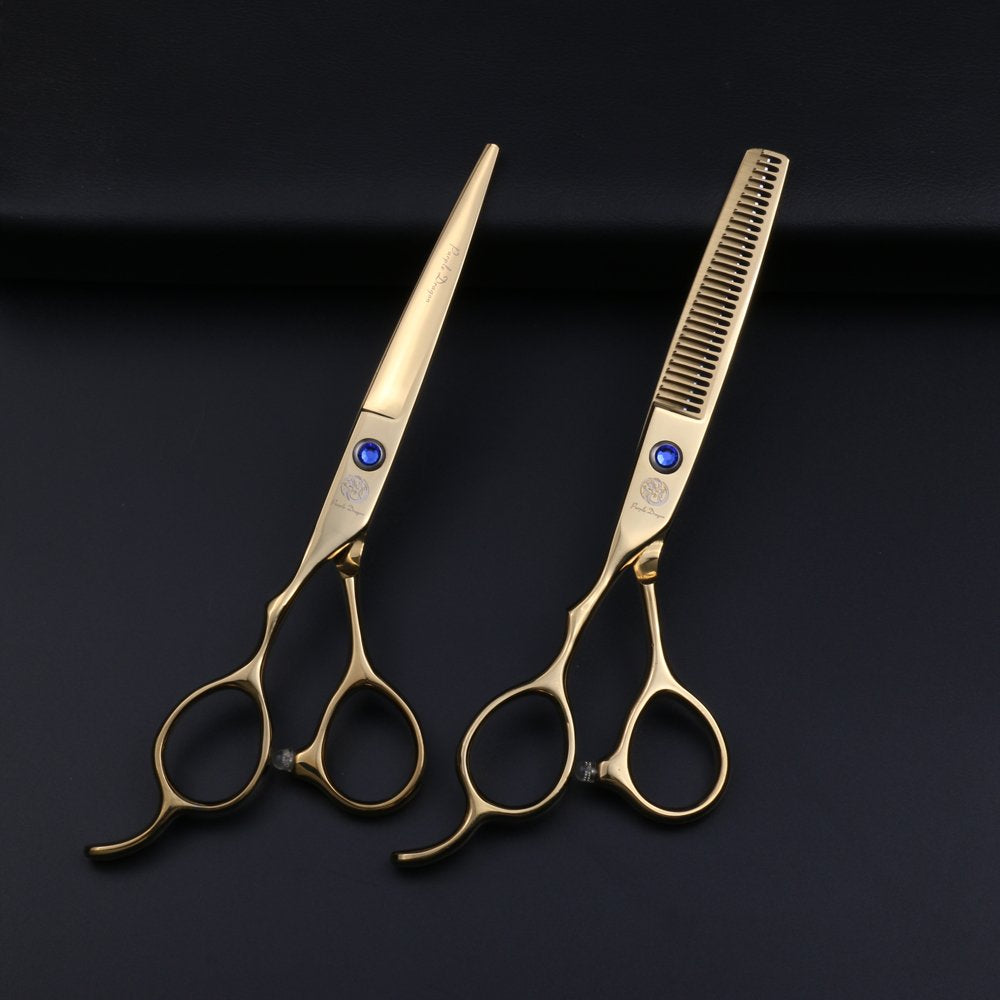 Purple Dragon 6.0 inch Left Hand Barber Hair Cutting Scissor - Gold