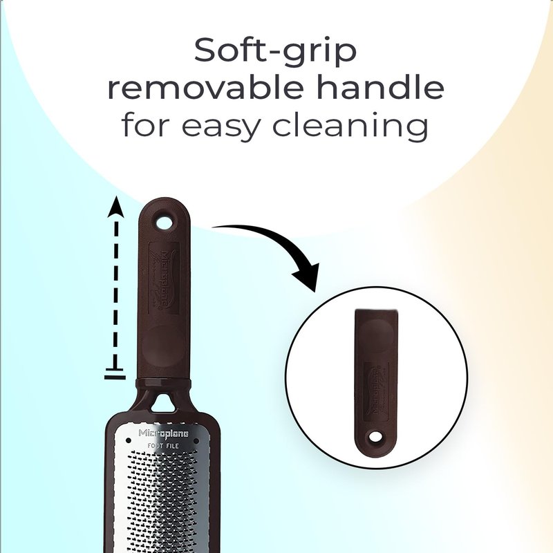 Microplane Colossal Foot File Scraper - The Original Stainless Steel Foot Rasp, Dead Skin/Callus Remover for Feet, Gentle Foot Scrubber, Pedicure Tools for Salon-Quality Foot Care, Brown