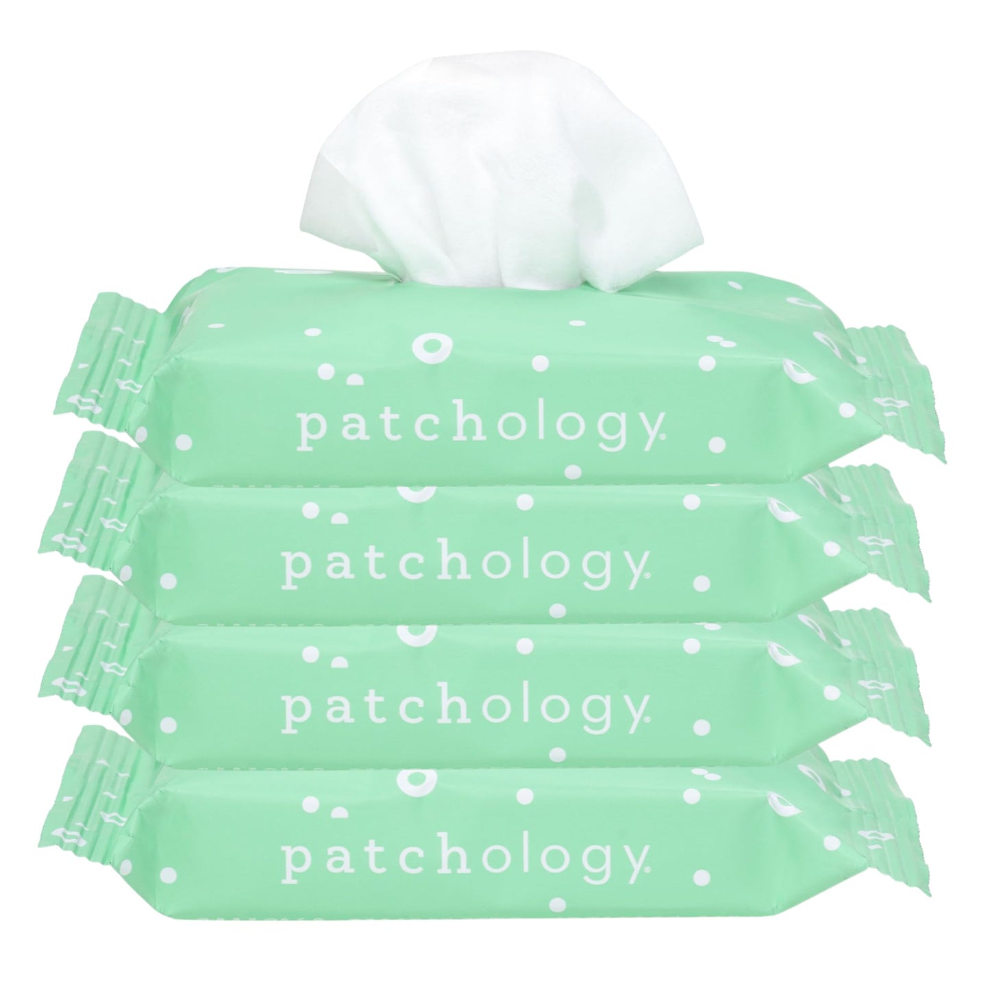 Patchology Clean AF Facial Cleansing Wipes - On-The-Go Refreshing Travel Size Face Wipes for Removing Dirt and Oil - Makeup Remover for Sensitive and Oily Skin (4 Packs/60 Count)