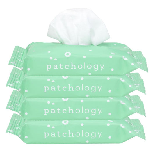 Patchology Clean AF Facial Cleansing Wipes - On-The-Go Refreshing Travel Size Face Wipes for Removing Dirt and Oil - Makeup Remover for Sensitive and Oily Skin (4 Packs/60 Count)
