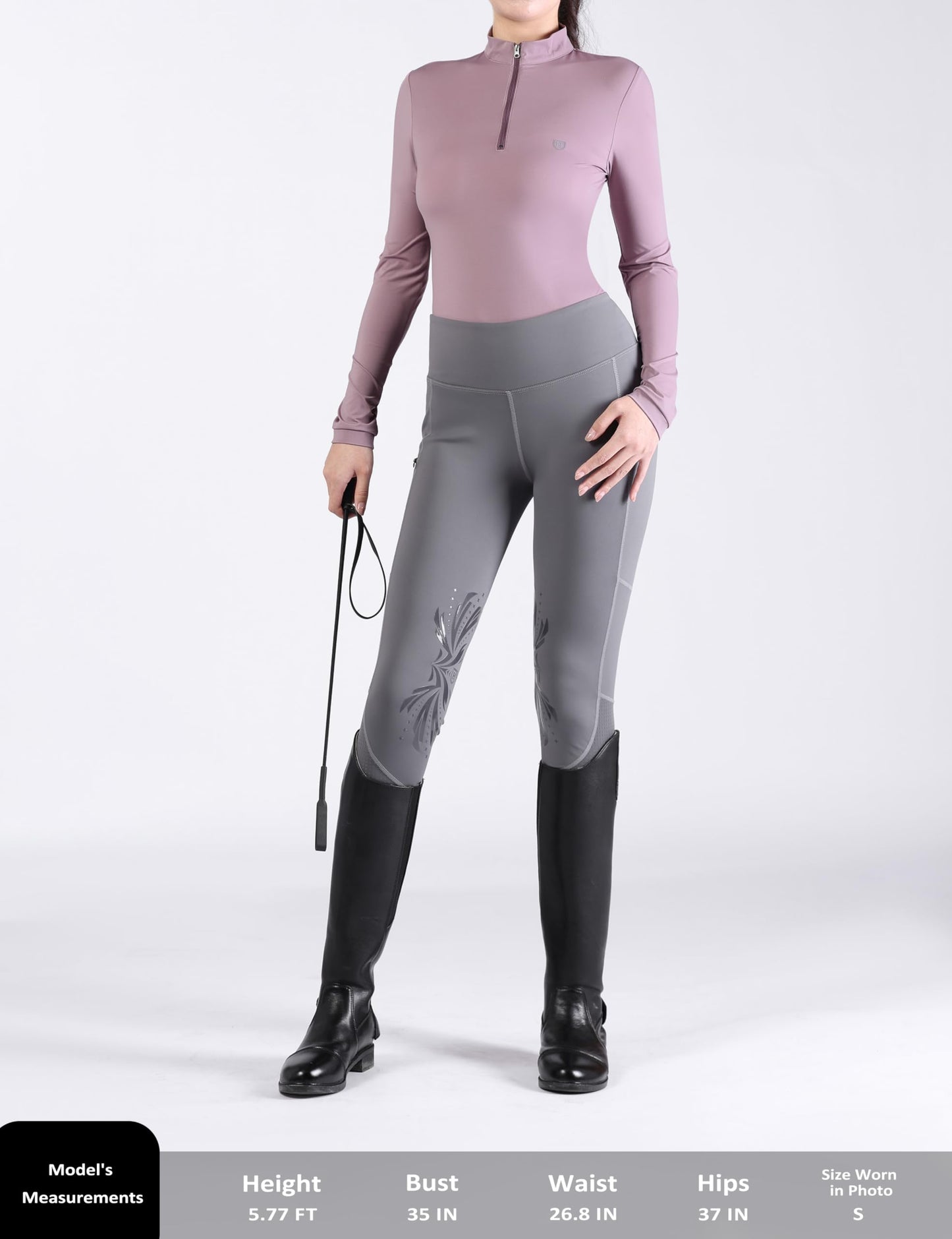 Harrison Howard Women's Equestrian Sweat Absorption Quick Drying Horse Riding Long Sleeve Shirt 1/4 Zip Base Layer Plum X-Large
