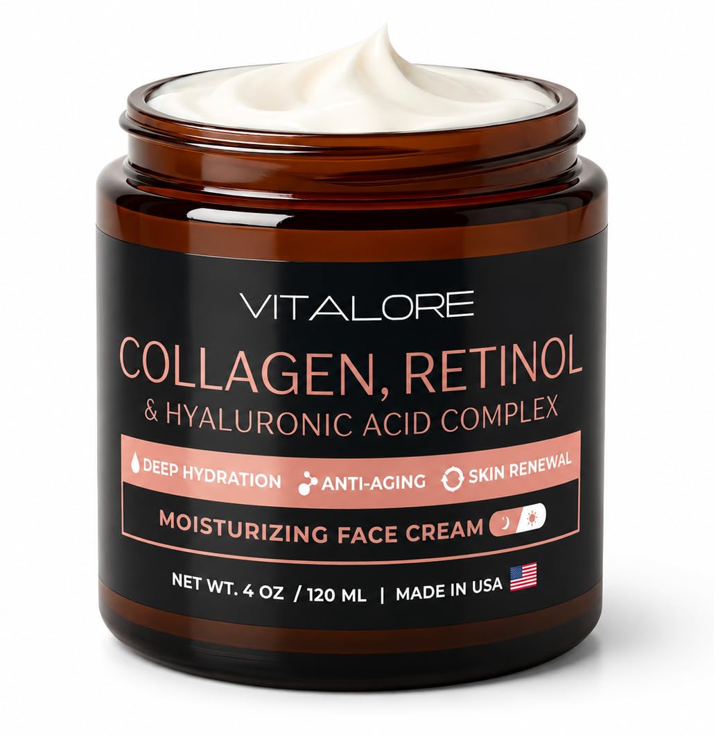 Wrinkle Cream For Face and Neck- Anti-Aging Face Moisturizer Cream- Retinol Collagen Face Cream w/Hyaluronic Acid for Fine Lines and Deep Wrinkles- Day & Night Use for Women and Men- 4oz Jar.