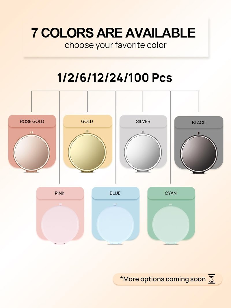Getinbulk Compact Mirror Bulk, Pack of 12 Double-Sided 1X/2X Magnifying Metal Makeup Mirrors(Round, Rose Gold)