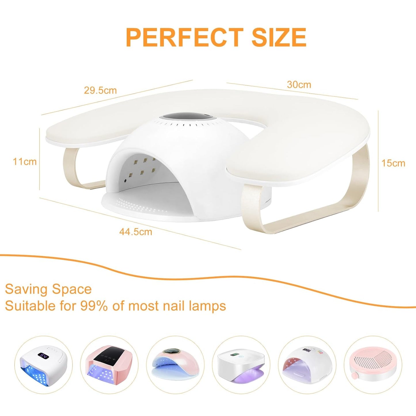U-Shaped Manicure Arm Rest Stand - Cleanable Leather Nail Hand Rest Pillow for Acrylic Nails | White