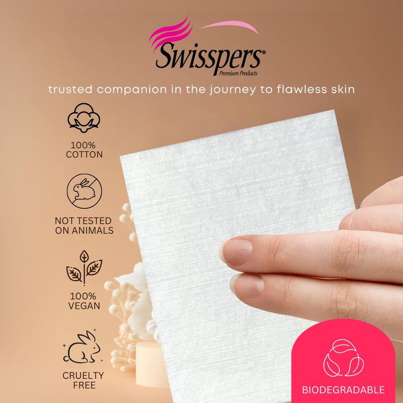 Swisspers Facial Cleansing Pads - Ultra Soft 100% Cotton | Extra Large 50 Pads per Bag (300 Total)