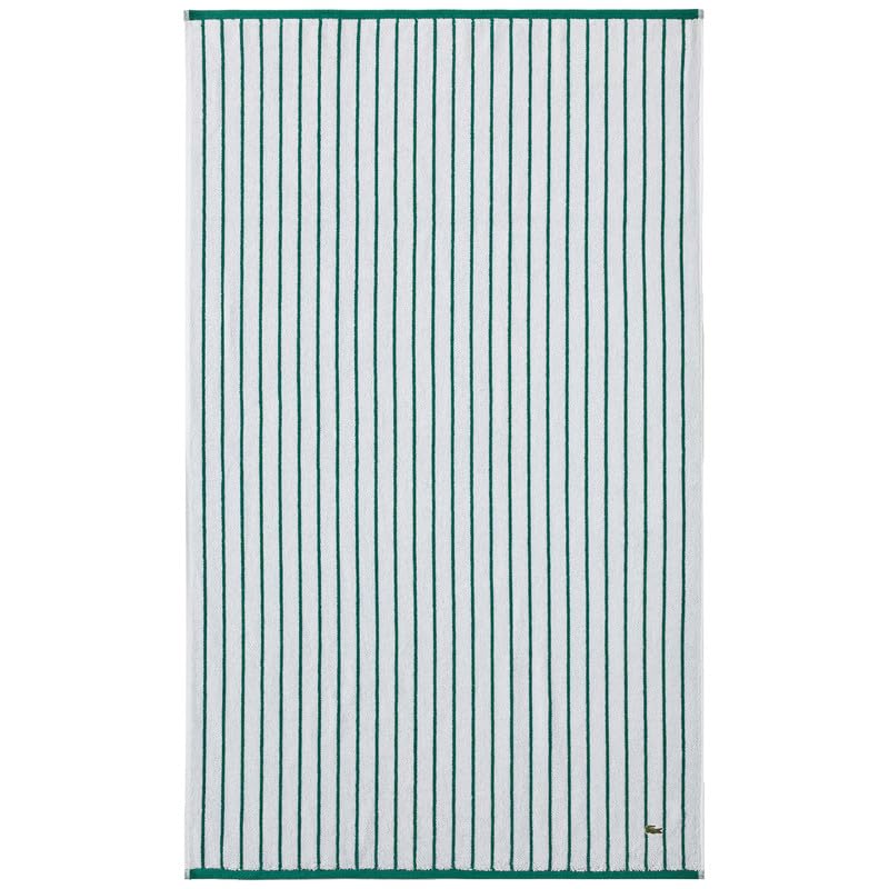 Lacoste Centre Mark Towel — 100% Soft Cotton Jacquard Stripe Design, Lightweight, Absorbent & Durable, Quick Drying, Green, 13"x13" Wash Cloth
