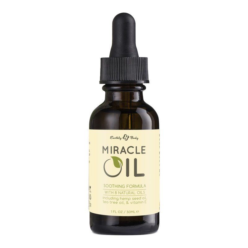Earthly Body Miracle Oil, 1 fl. oz. - 100% Natural Tea Tree Oil, Hemp Seed Oil & Vitamin E - Moisturizer, Calms Skin Irritations, Helps Smooth Wrinkles - Gluten Free, 100% Vegan
