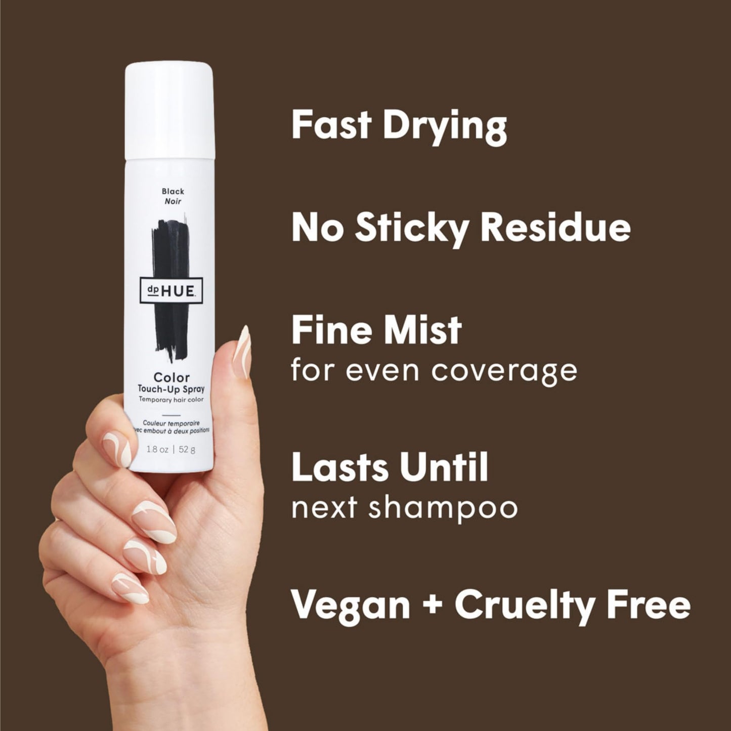 dpHUE Color Touch-Up Spray, Medium Brown - 1.8 fl oz - Temporary Hair Color to Fill In & Cover Grays - Fast-Drying Formula - Vegan, Cruelty Free