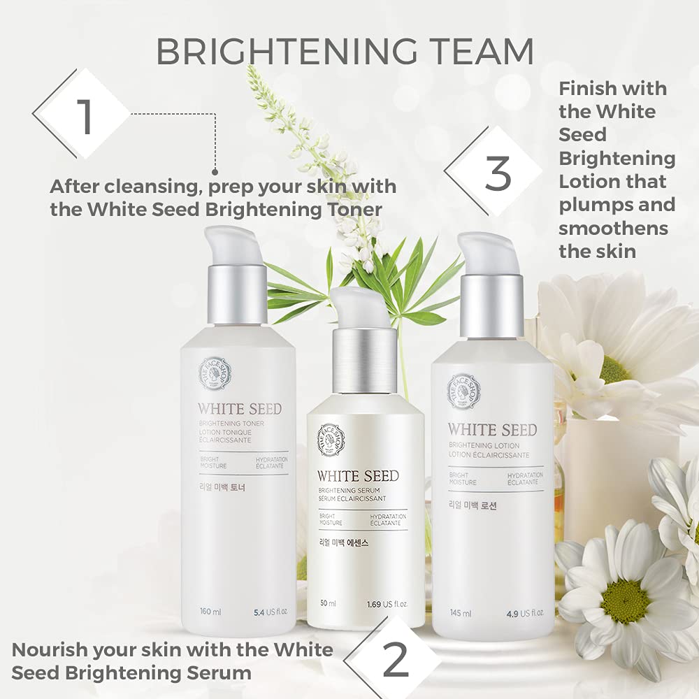 The Face Shop Whiteseed Brightening Serum | Deep Skin Brightening, Boost Moisturization & Pore Minimize | Skin Texture & Clarity Improvement, Dullness Reducing, 1.69 Fl Oz