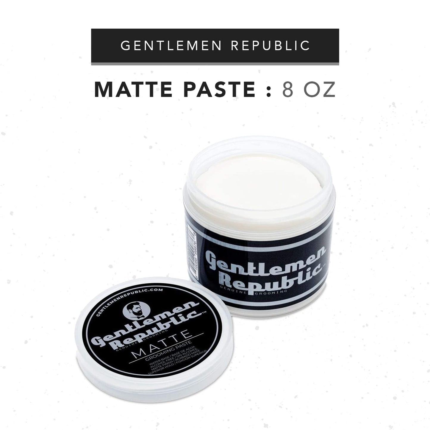 Gentlemen Republic 8oz Matte Paste for Men - Water-Based Men's Hair Paste with Strong Hold & Matte Finish - Alcohol-Free Hair Styling for Natural Texture – Made in the USA