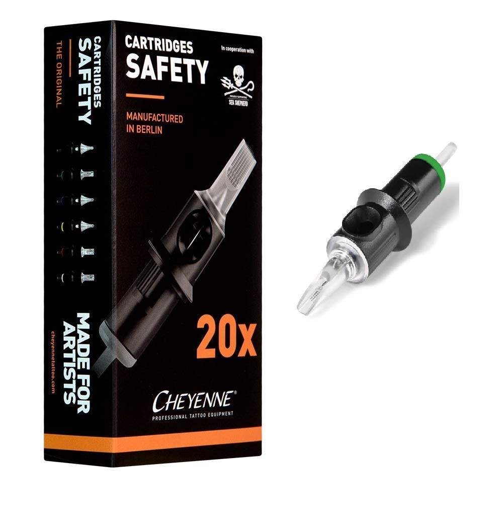 Cheyenne Hawk Safety Needle Cartridges CARTRIDGES - EXTREMELY PRECISE TATTOO NEEDLES THAT HOLD MORE INK (Box of 20 Pc) (5 Shader)