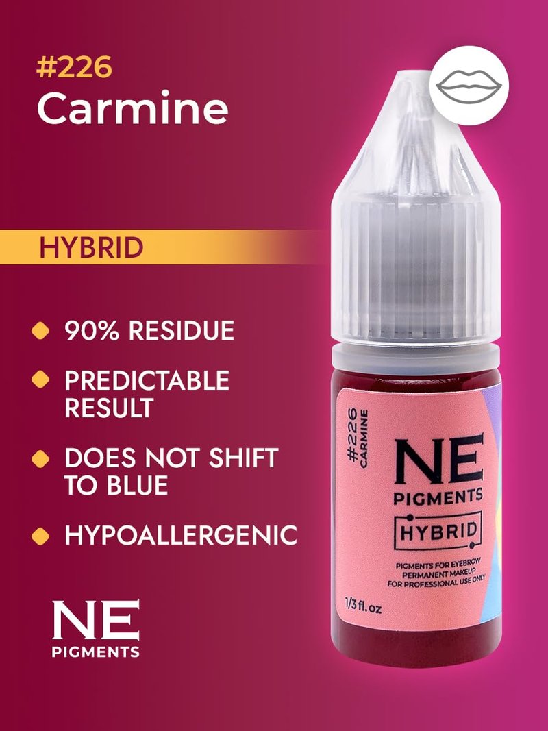 NE PIGMENTS #226 Carmine - By Elena Nechaeva - Lip Pigment - Permanent Makeup - Professional Tattoo Ink
