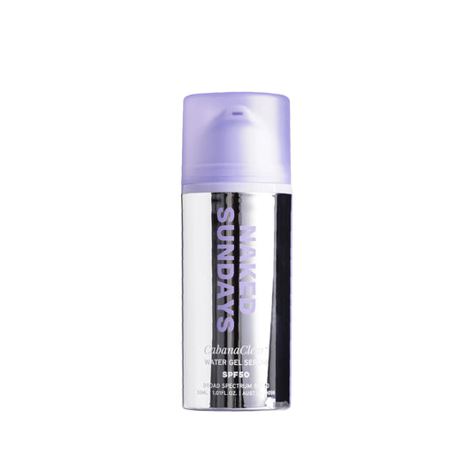 Naked Sundays CabanaClear SPF 50 Sunscreen Serum for Face, Invisible Water Gel with Hyaluronic Acid, Broad Spectrum UVA/UVB Protection, Hydrating Makeup Primer, No White Cast, Fragrance-Free, 30ml