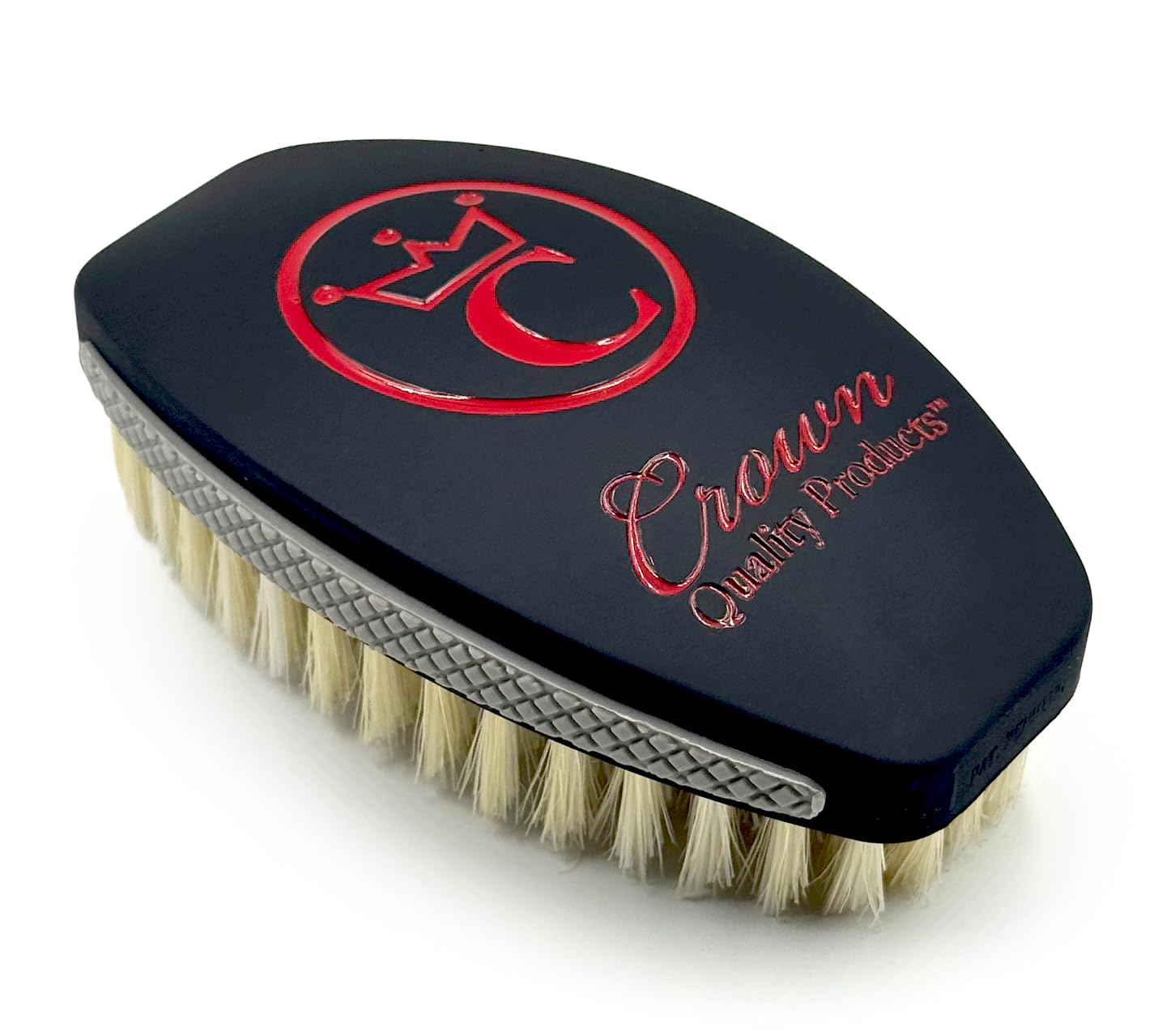 NEW OLIVE MEDIUM Crown Quality Products Curved 360 Wave Caesar 2.0 Mixed Boar Bristle Hairbrush - Non-Slip Grip, Waterproof, Debossed Logo, Indestructible Body - The Ultimate 360 Wave Brush