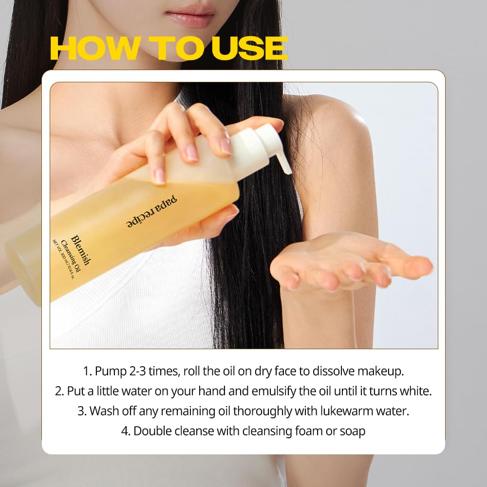 Papa Recipe Blemish Cleansing Oil - 300ml Rice Bran Oil Makeup Remover | Hydrating Korean Facial Cleanser