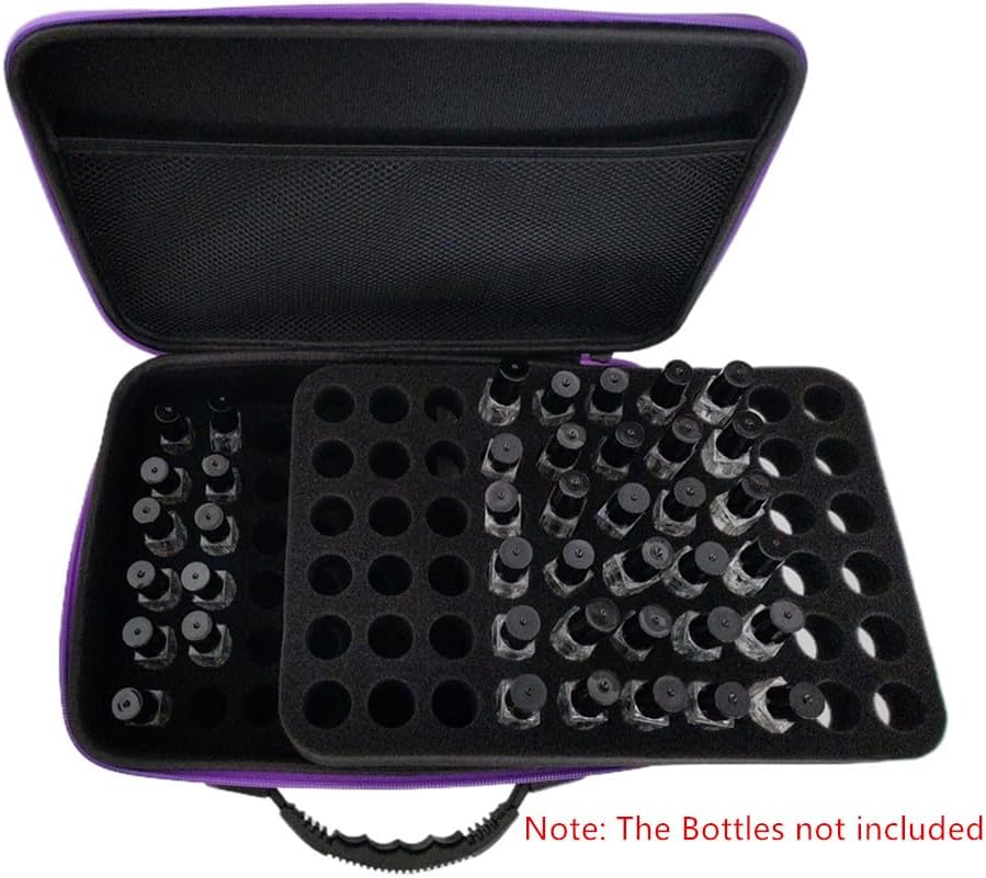 Essential Oil Storage Case - Hard Shell Organizer for 120 Bottles | Portable Double-Layer with Foam Insert (Black/Purple)