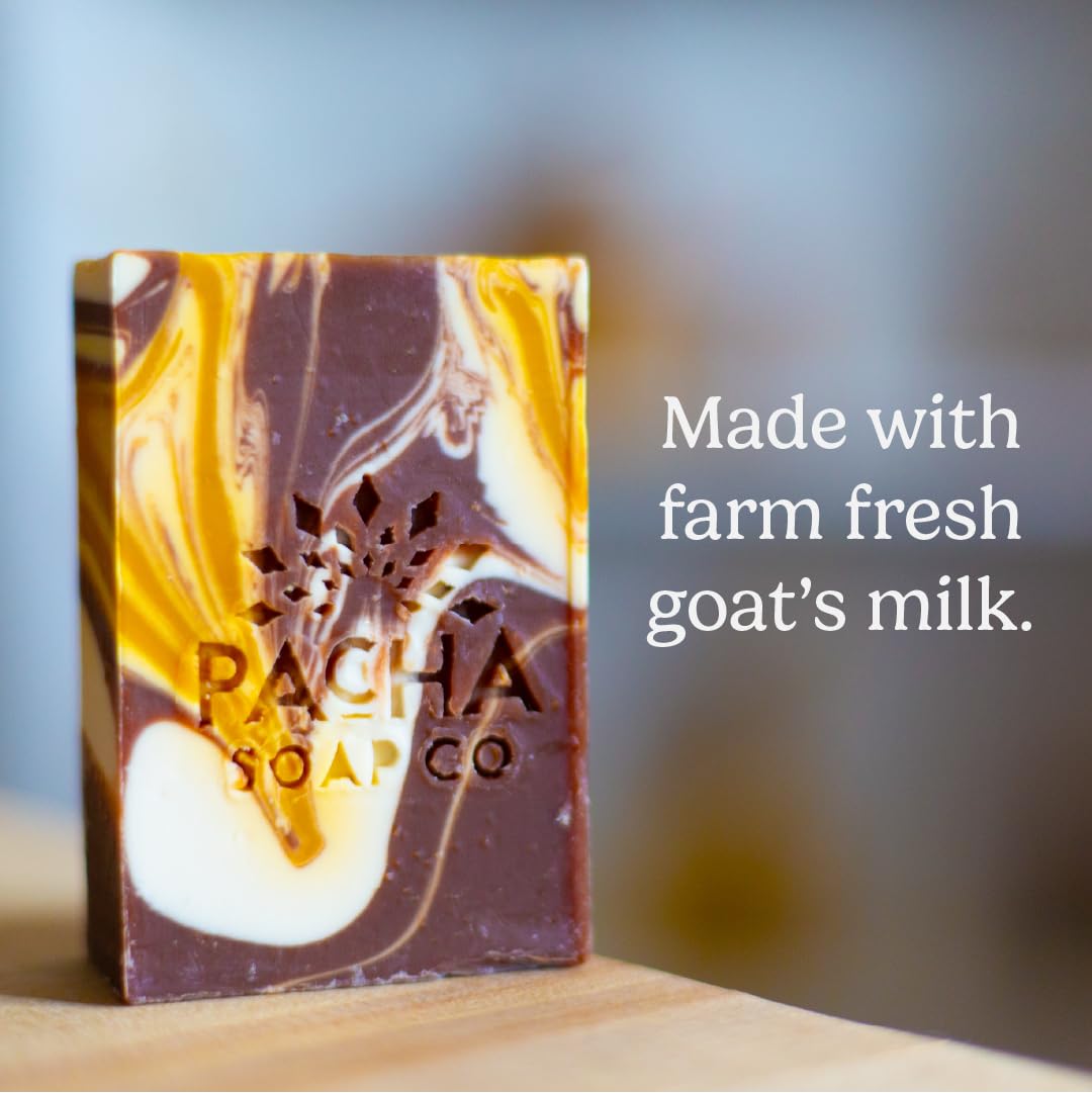 Pacha Soap Co. Bar Soap - Handcrafted Natural Soap Bars with Almond Oil, Goat’s Milk & French Lavender, Moisturizing, Made in USA Artisan Fresh Bar Soap for Face, Hands & Body, 3-Pack (4 oz ea)
