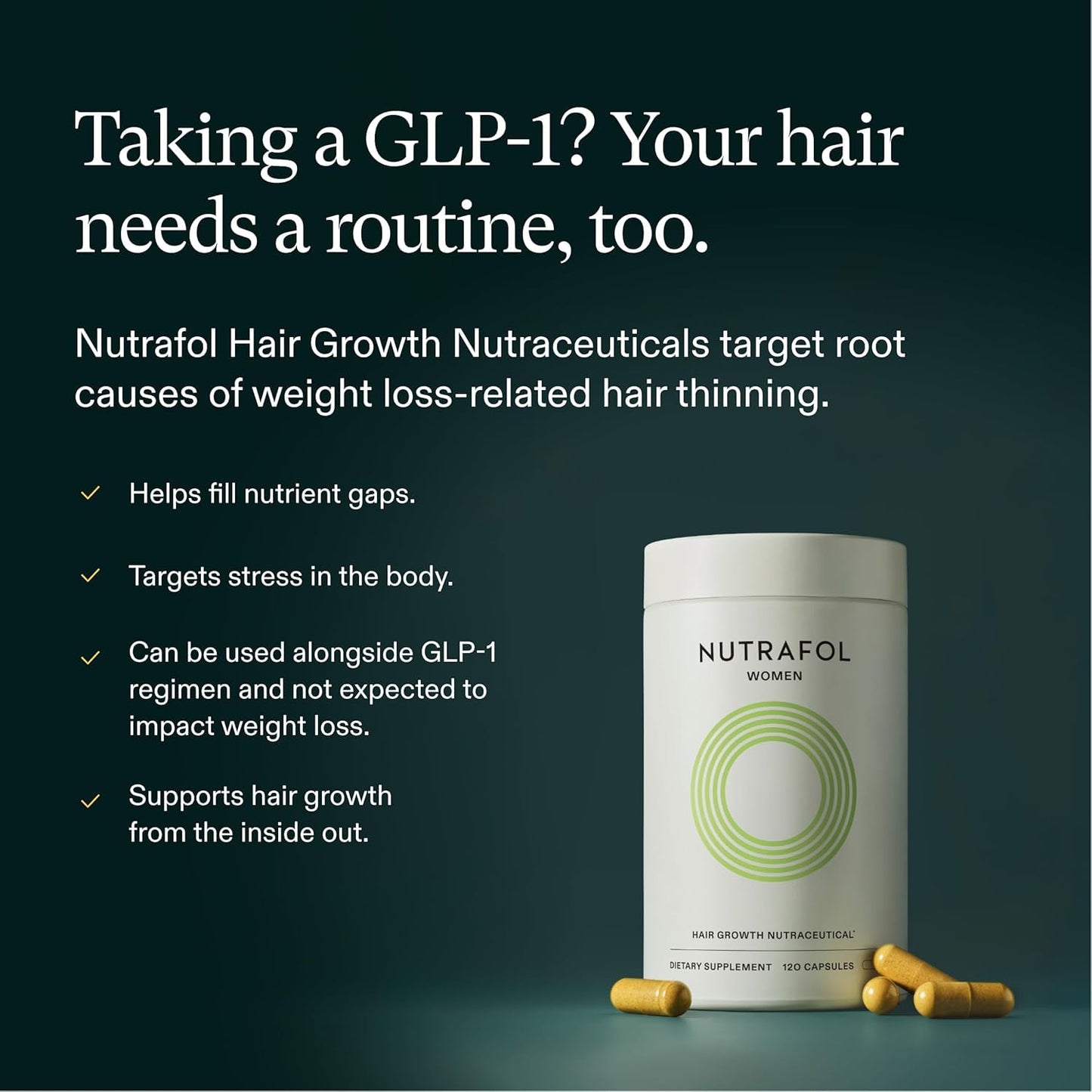 Nutrafol Women's Hair Growth Supplements - Clinically Tested for Thicker, Stronger Hair | 1 Month Supply, Ages 18-44
