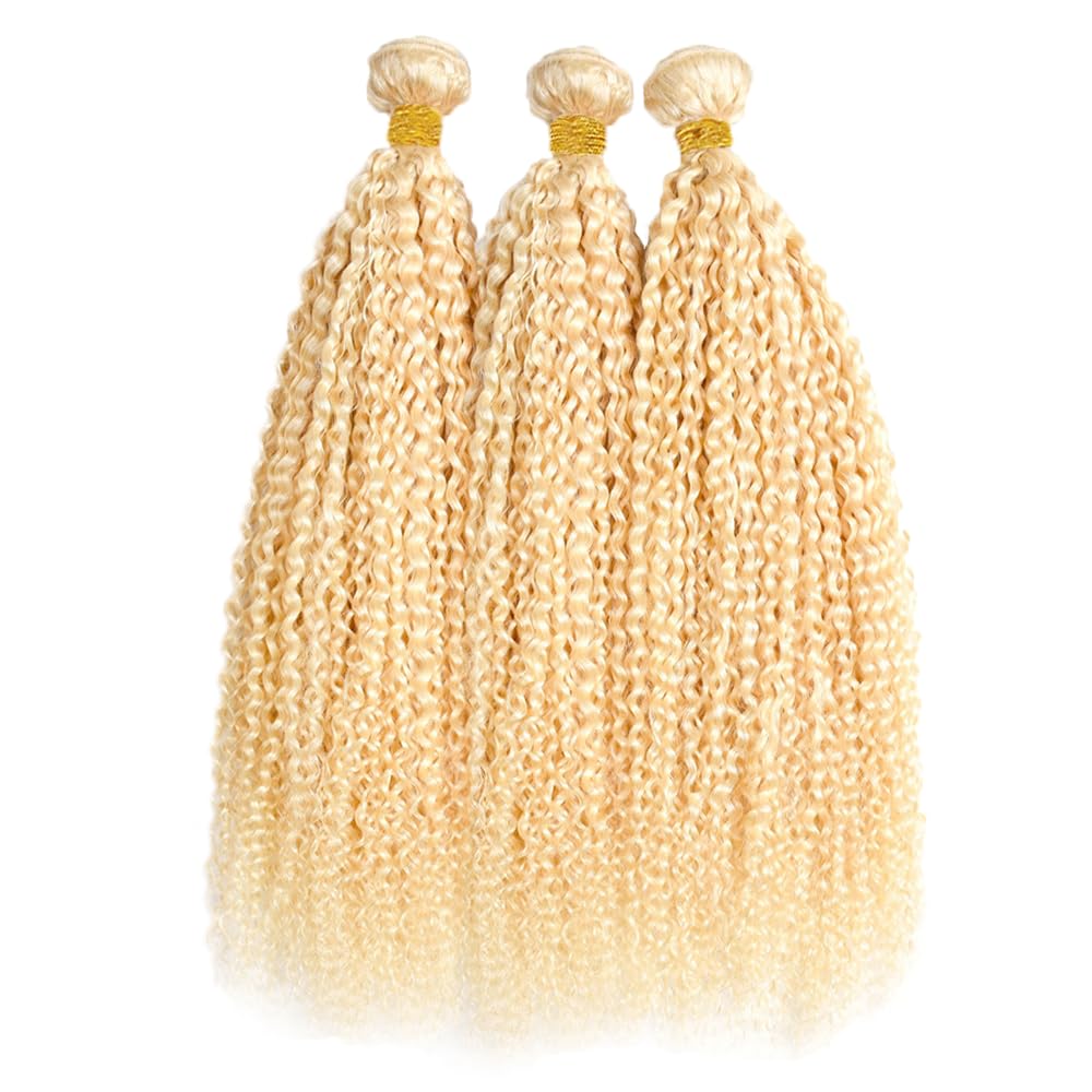 Blonde Curly Bundles 613 Honey Blonde Human Hair Bundles 14 16 18 Inch Brazilian Virgin Remy Hair Extensions 613 Kinky Curly Bundle Double Weft